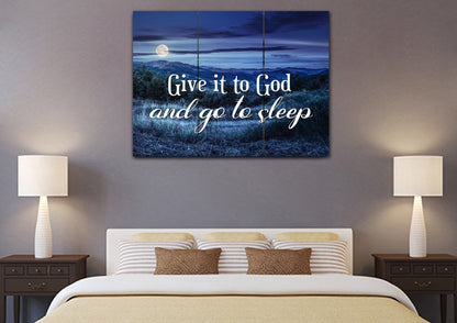 Moonlight Give It To God And Go To Sleep Sign, Wall Art & Decor - Christian Canvas Wall Art