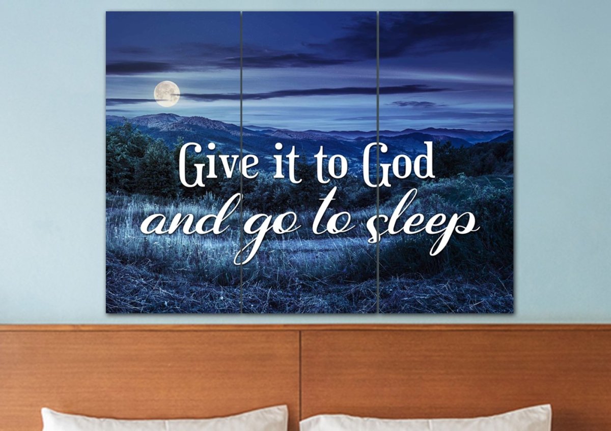 Moonlight Give It To God And Go To Sleep Sign, Wall Art & Decor - Christian Canvas Wall Art