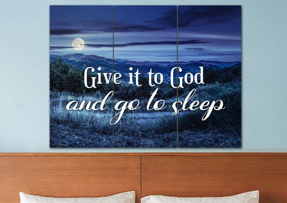 Moonlight Give It To God And Go To Sleep Sign, Wall Art & Decor - Christian Canvas Wall Art