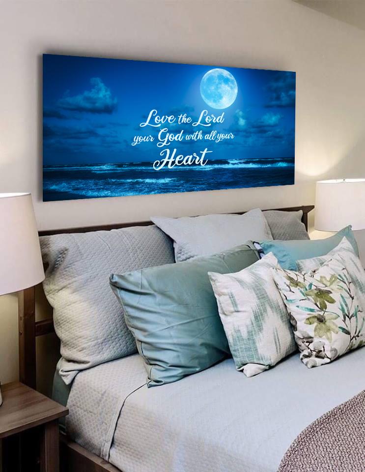 Moonlight Love The Lord Your God Wall Art - Christian Canvas Wall Art