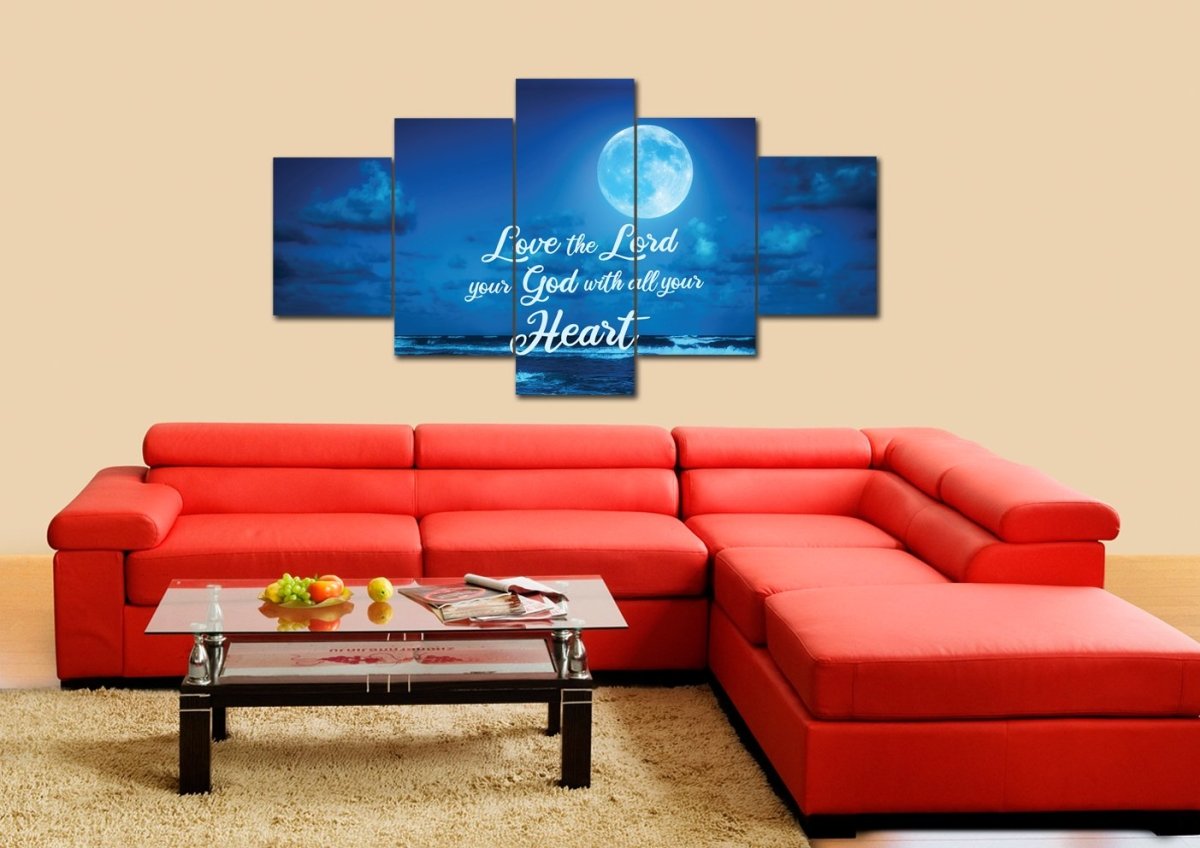 Moonlight Love The Lord Your God Wall Art - Christian Canvas Wall Art