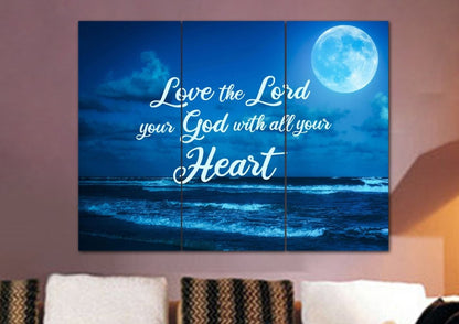 Moonlight Love The Lord Your God Wall Art - Christian Canvas Wall Art