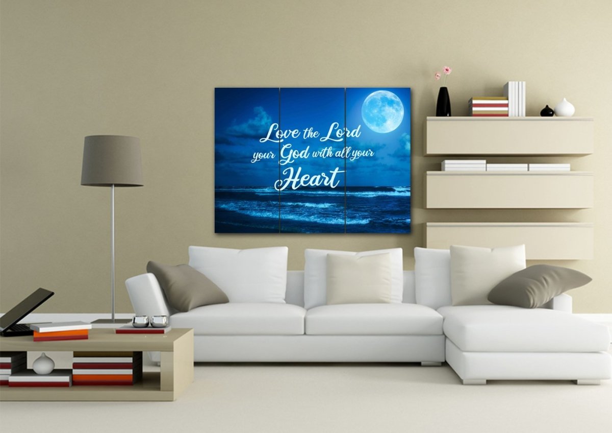 Moonlight Love The Lord Your God Wall Art - Christian Canvas Wall Art