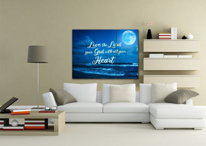 Moonlight Love The Lord Your God Wall Art - Christian Canvas Wall Art