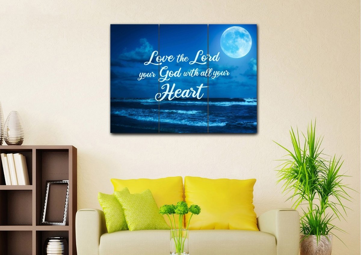 Moonlight Love The Lord Your God Wall Art - Christian Canvas Wall Art