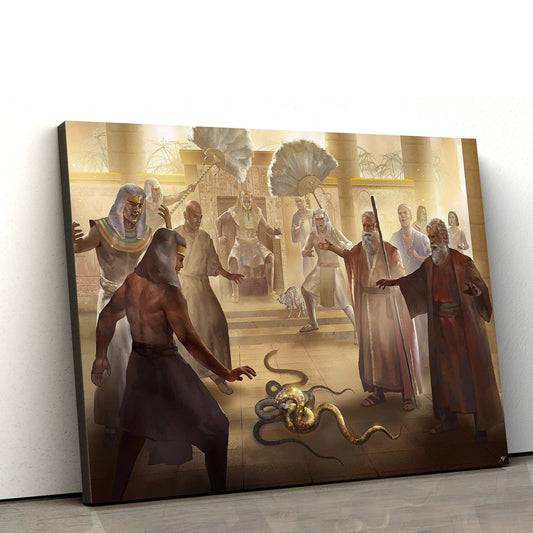 Moses Aaron Confront Pharaoh Christian Art Premium Matte - Jesus Canvas Pictures - Christian Wall Art
