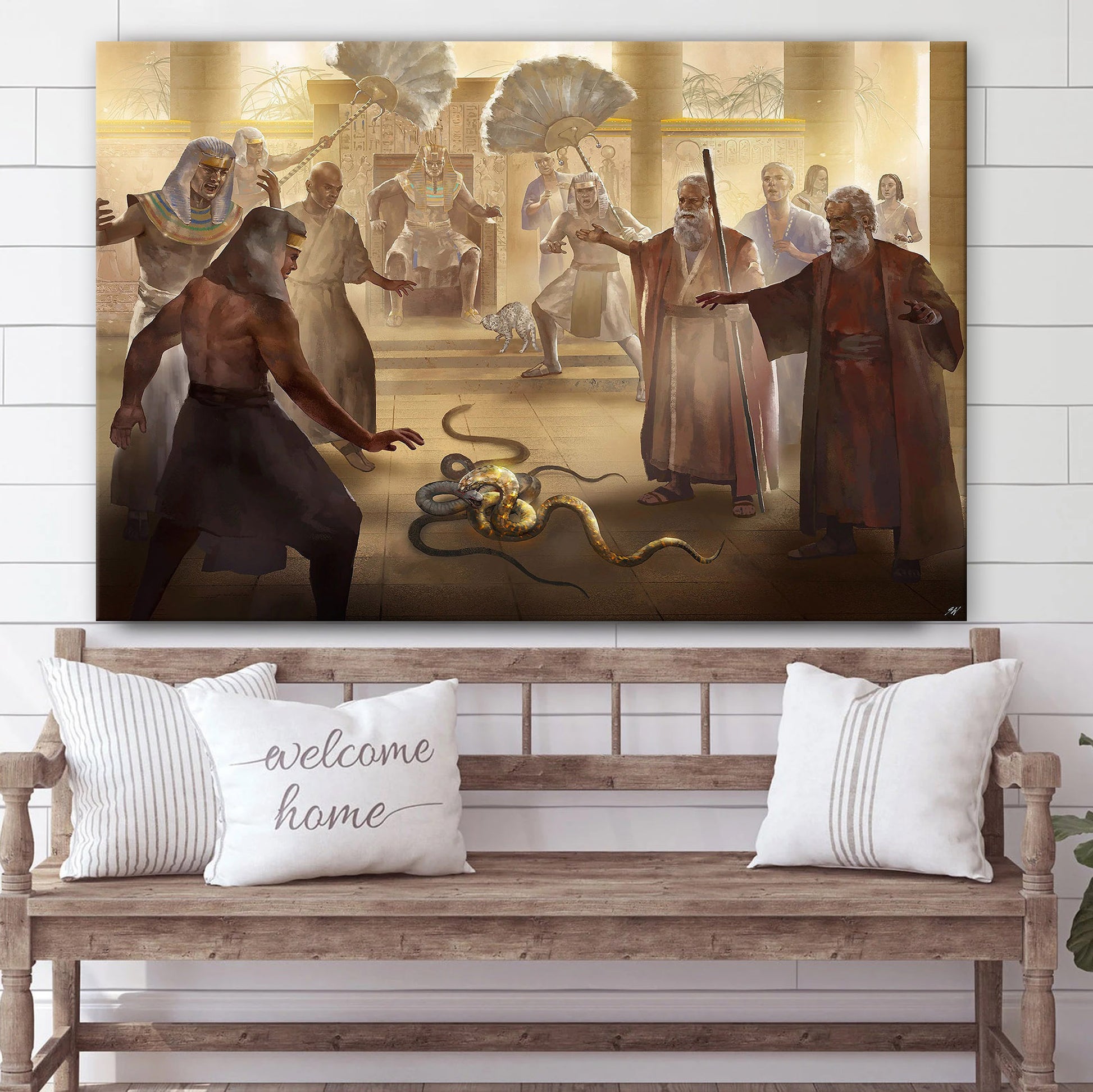 Moses Aaron Confront Pharaoh Christian Art Premium Matte - Jesus Canvas Pictures - Christian Wall Art