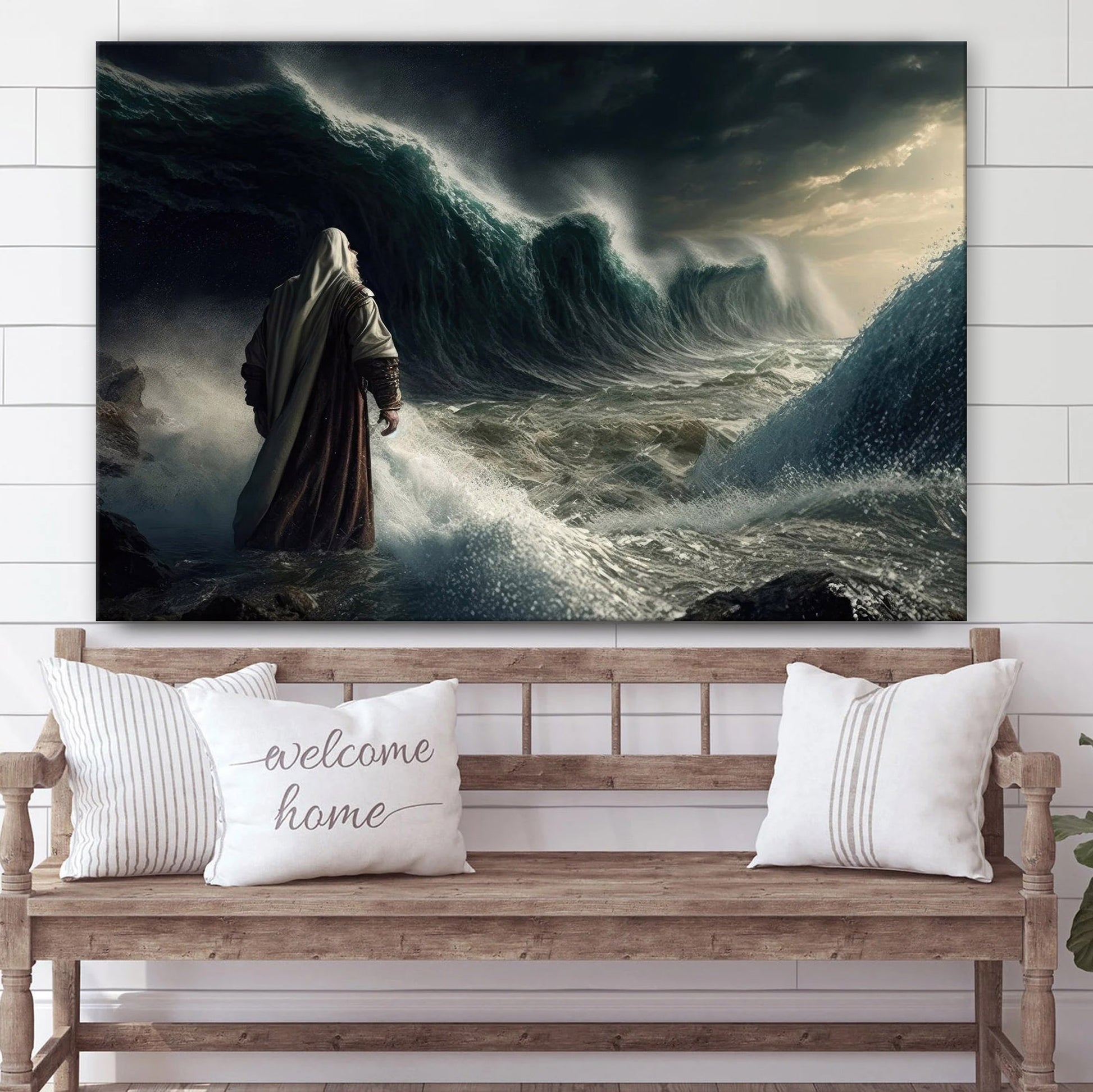 Moses Parting The Sea Modern Bible Poster - Jesus Canvas Pictures - Christian Wall Art