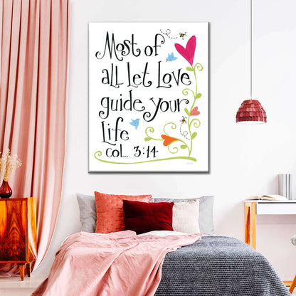 Most Of All Let Love Guide Canvas Wall Art - Canvas Religious Wall Art - Christian Wall Decor Living Room