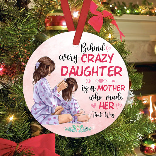 Mother Daughter 2 Ceramic Circle Ornament - Decorative Ornament - Christmas Ornament