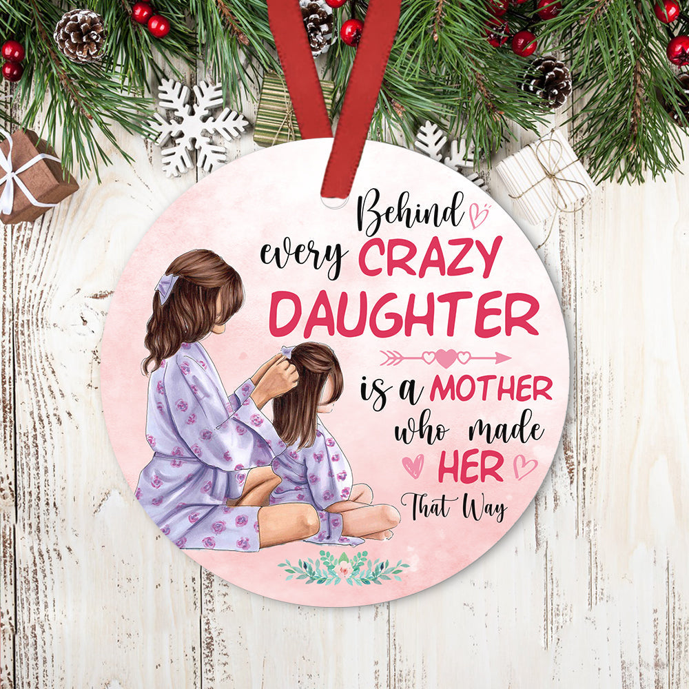 Mother Daughter 2 Ceramic Circle Ornament - Decorative Ornament - Christmas Ornament