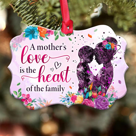 Mother Gift A Mothers Love Is The Heart Of The Family Nnrz0208 Heart Ceramic Ornament - Christmas Ornament - Christmas Gift