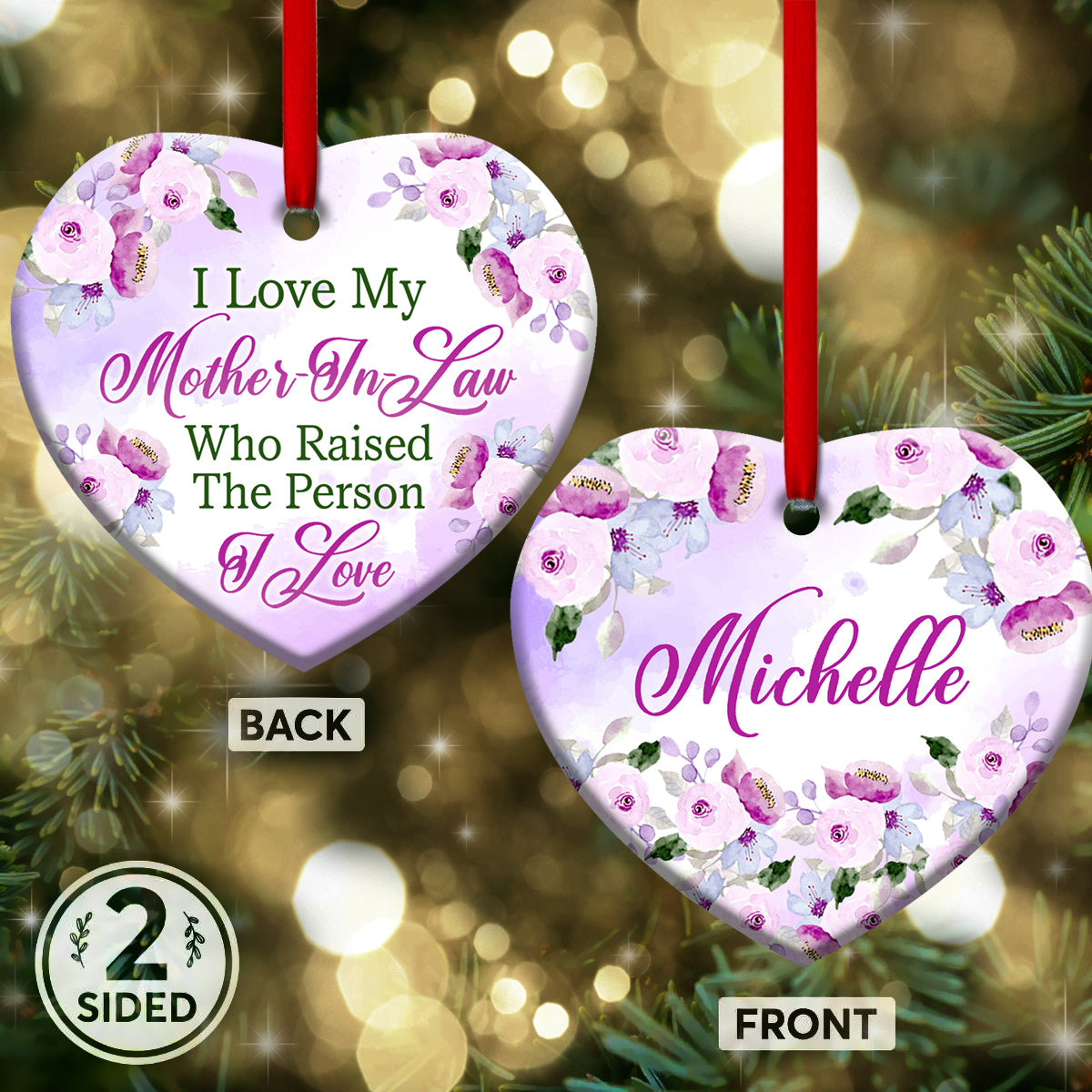 Mother Gift I Love My Mother In Law Heart Ceramic Ornament - Christmas Ornament - Christmas Gift