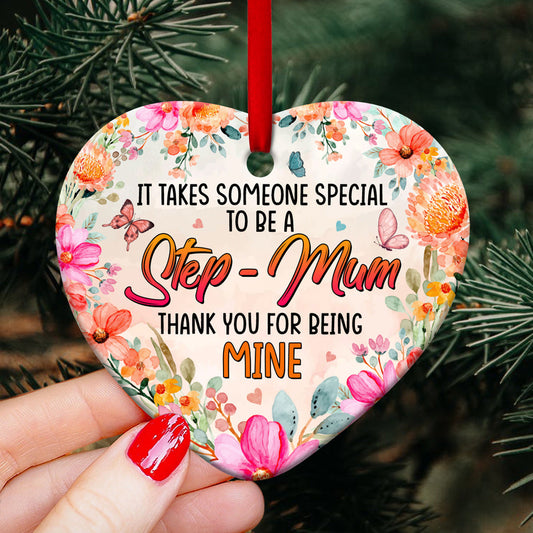 Mother Gift Special To Be A Step Mum Heart Ceramic Ornament - Christmas Ornament - Christmas Gift