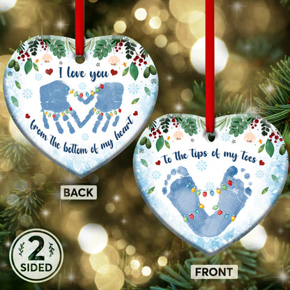 Mother I Love You From The Bottom Of My Heart To The Tip Of My Toes Heart Ceramic Ornament - Christmas Ornament - Christmas Gift
