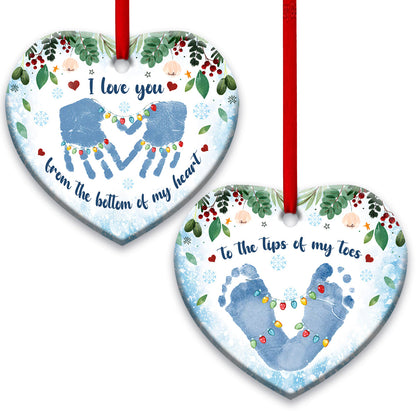 Mother I Love You From The Bottom Of My Heart To The Tip Of My Toes Heart Ceramic Ornament - Christmas Ornament - Christmas Gift