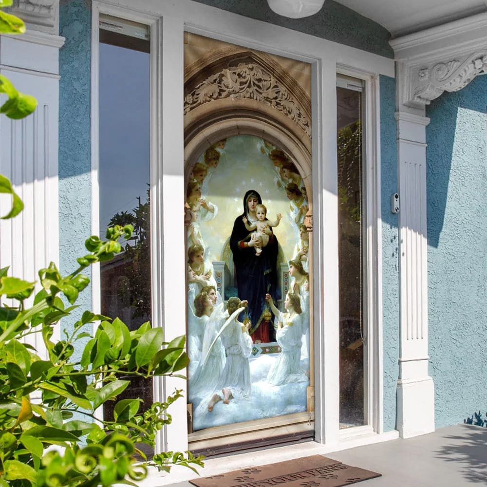 Mother Mary And Jesus Door Cover - Religious Door Decorations - Christian Home Decor