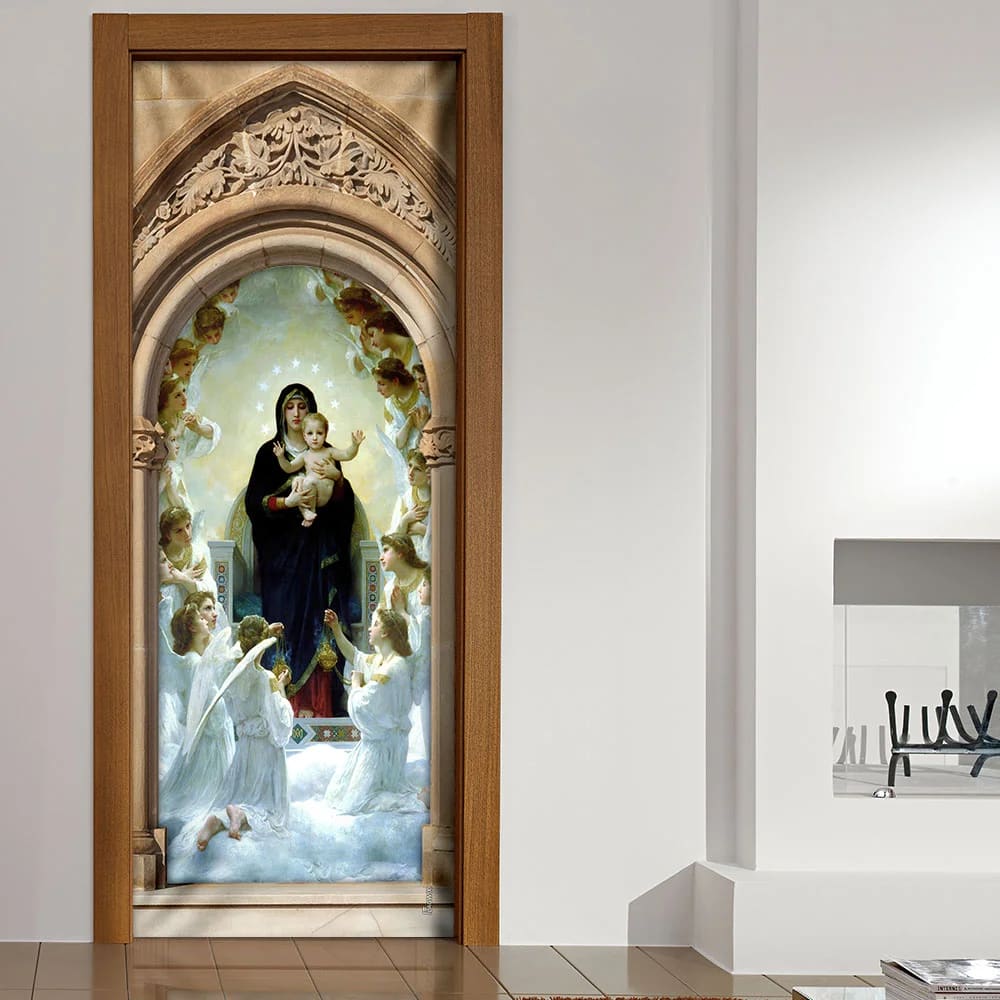 Mother Mary And Jesus Door Cover - Religious Door Decorations - Christian Home Decor
