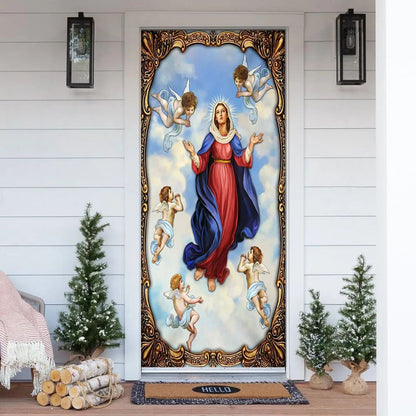 Mother Mary Door Cover - Religious Door Decorations - Christian Home Decor