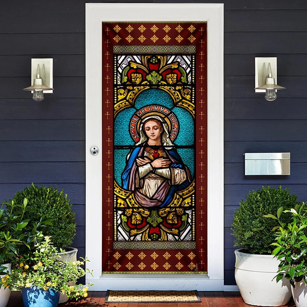 Mother Mary Door Cover - Religious Door Decorations - Christian Home Decor