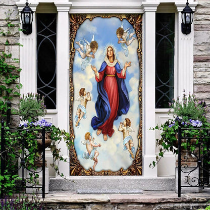 Mother Mary Door Cover - Religious Door Decorations - Christian Home Decor