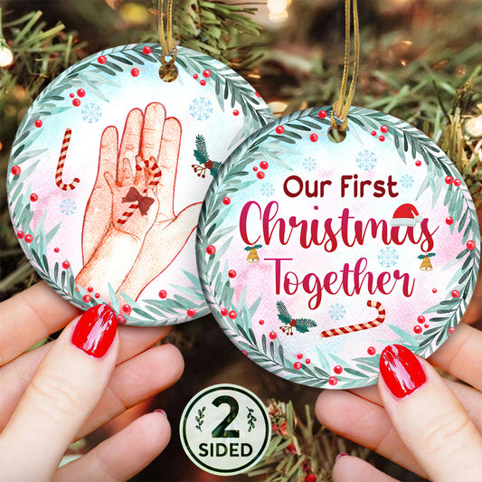 Mother Our First Christmas Together Ceramic Circle Ornament - Decorative Ornament - Christmas Ornament