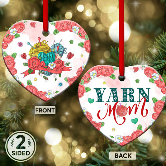 Mother Yarn Mom Heart Ceramic Ornament - Christmas Ornament - Christmas Gift