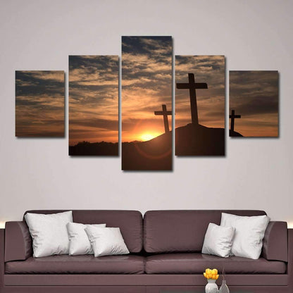 Mount Calvary Sunrise & Sunset - Christian Canvas Wall Art - Christian Canvas Wall Art