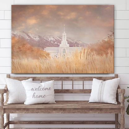 Mount Timpanogos Temple Stillness Canvas Wall Art - Jesus Christ Picture - Canvas Christian Wall Art