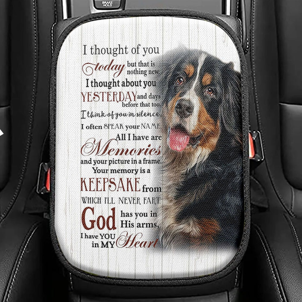Mountain Dog I Thought Of You Today Seat Box Cover, Christian Car Center Console Cover, Religious Car Interior Accessories