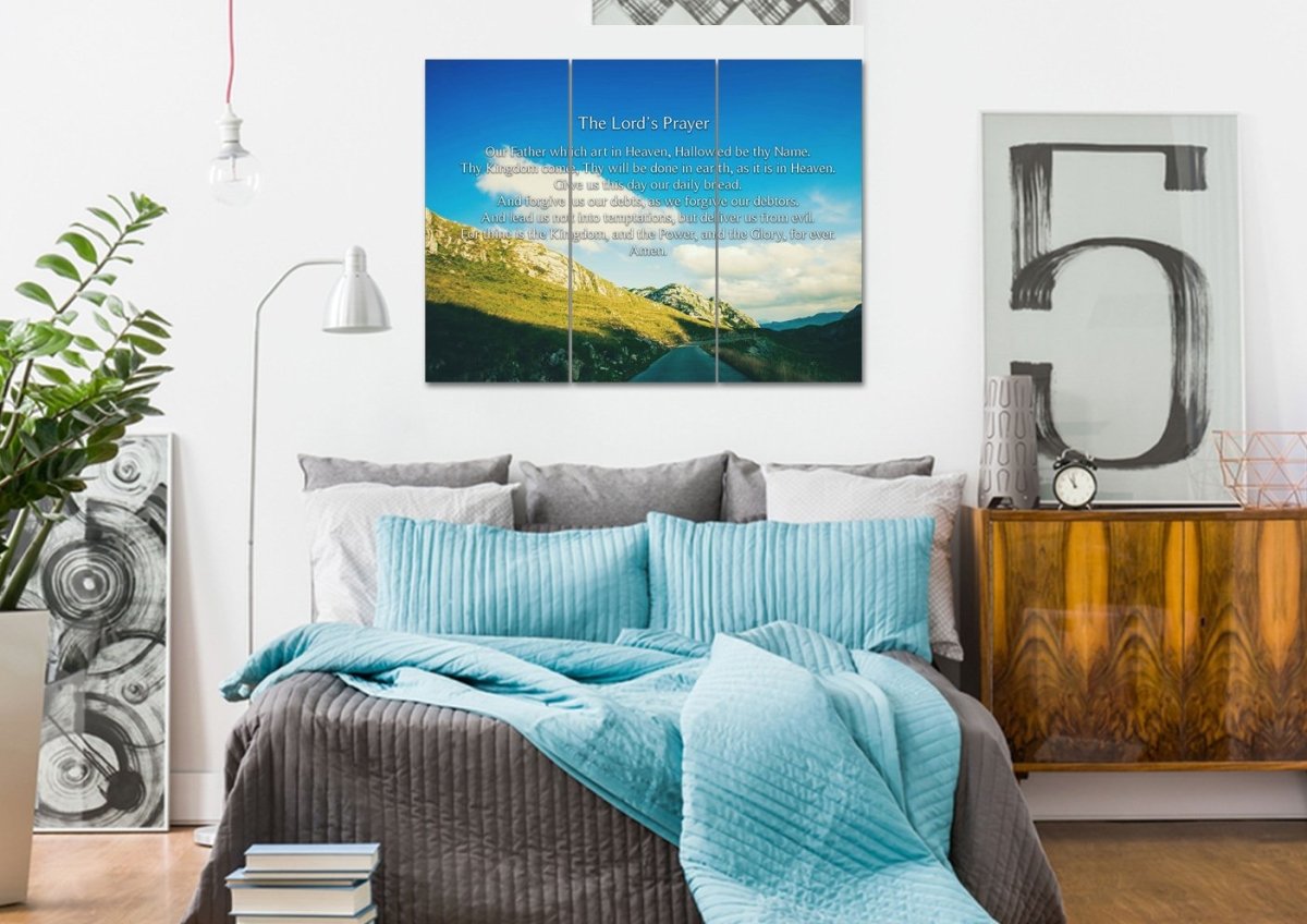 Mountain Roads & The Lords Prayer Wall Art - Christian Canvas Wall Art