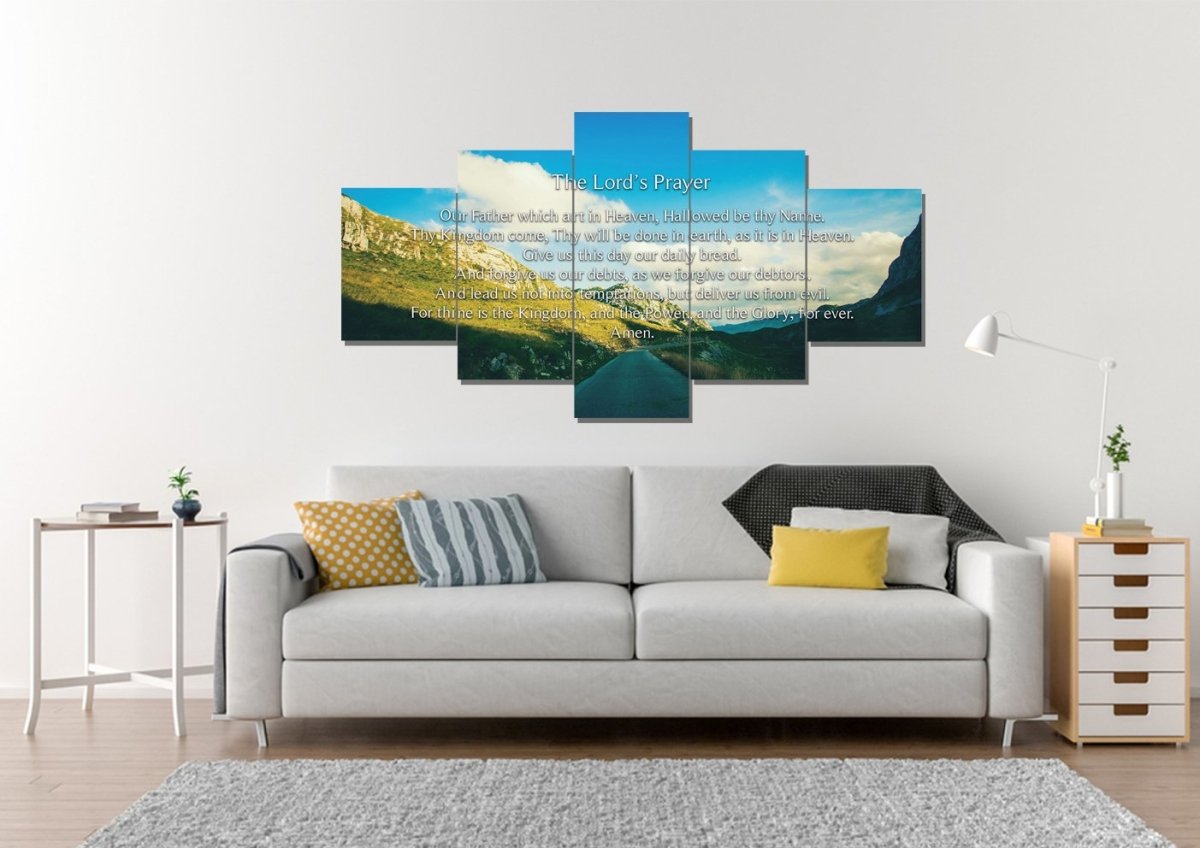 Mountain Roads & The Lords Prayer Wall Art - Christian Canvas Wall Art