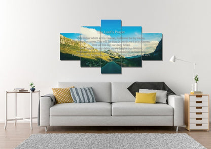 Mountain Roads & The Lords Prayer Wall Art - Christian Canvas Wall Art