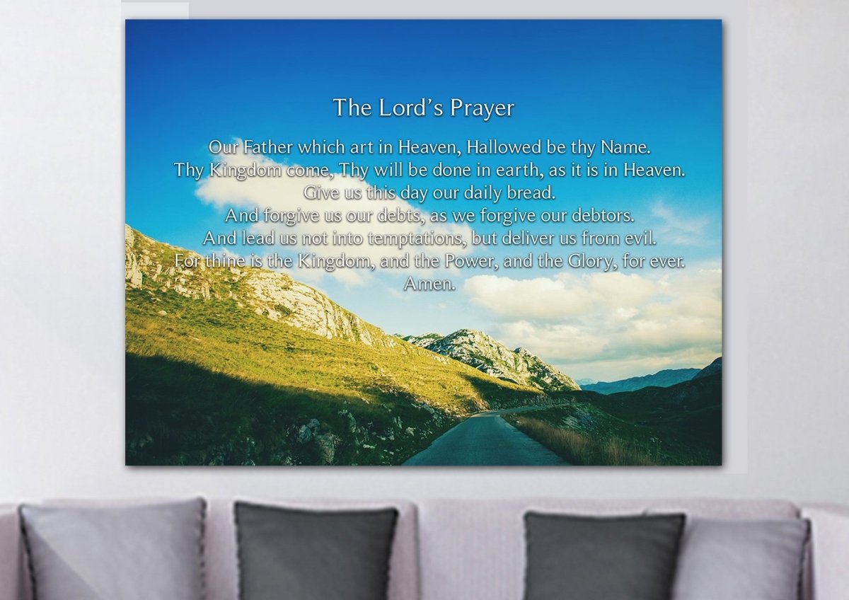Mountain Roads & The Lords Prayer Wall Art - Christian Canvas Wall Art