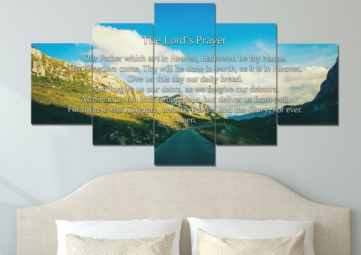 Mountain Roads & The Lords Prayer Wall Art - Christian Canvas Wall Art