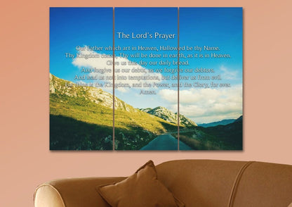 Mountain Roads & The Lords Prayer Wall Art - Christian Canvas Wall Art