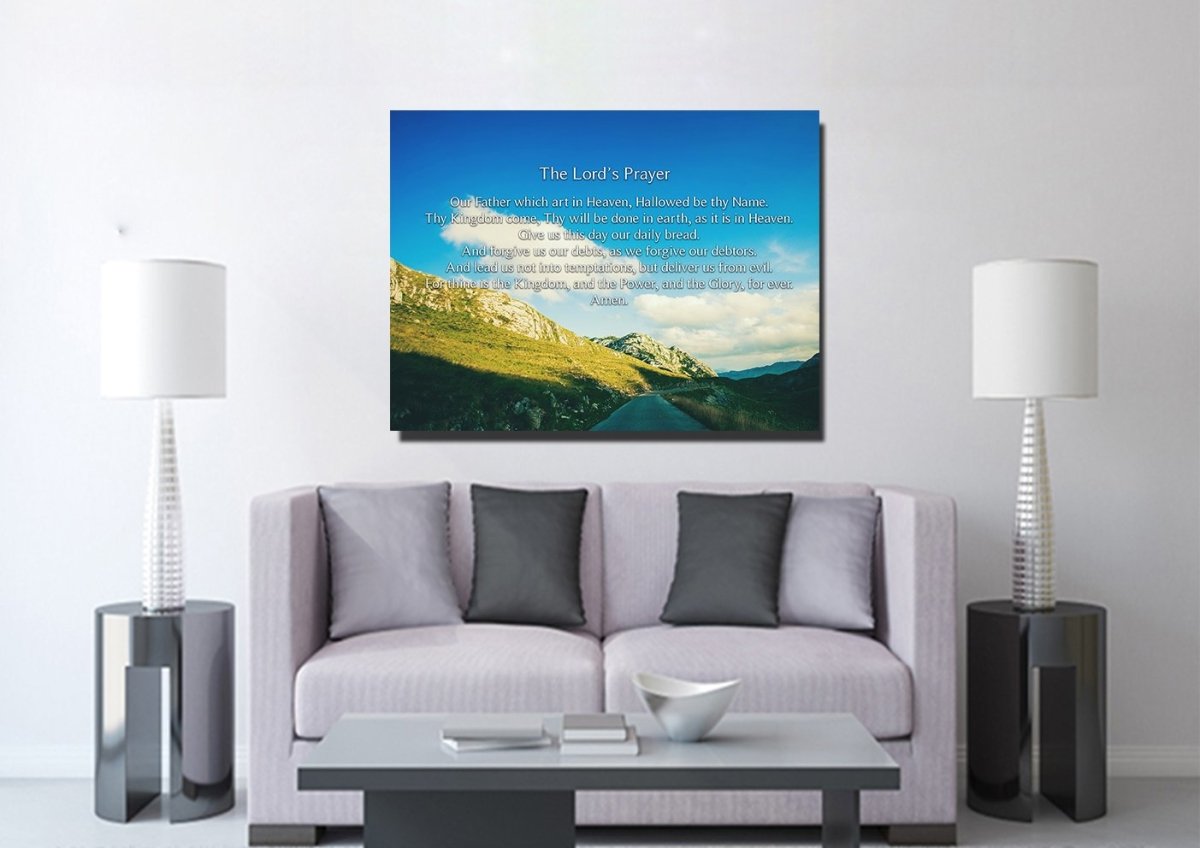Mountain Roads & The Lords Prayer Wall Art - Christian Canvas Wall Art