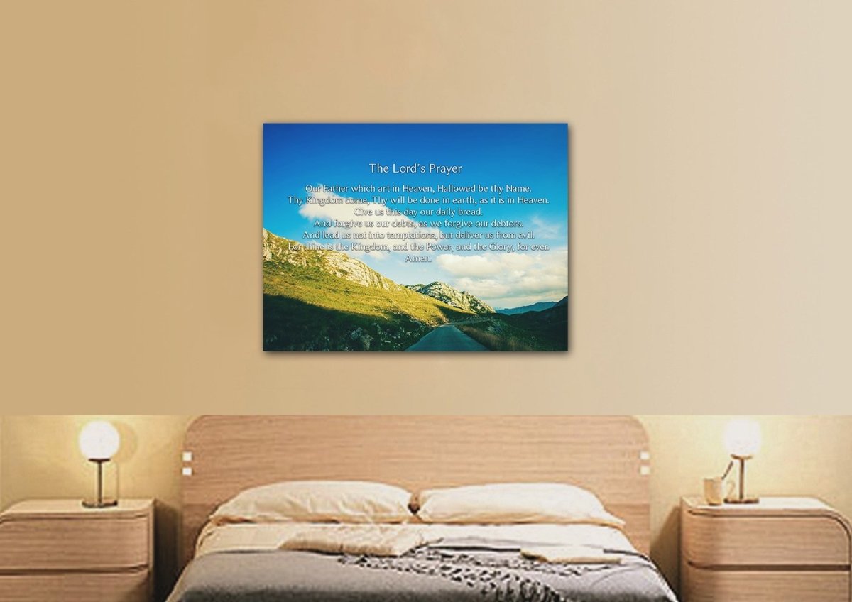 Mountain Roads & The Lords Prayer Wall Art - Christian Canvas Wall Art