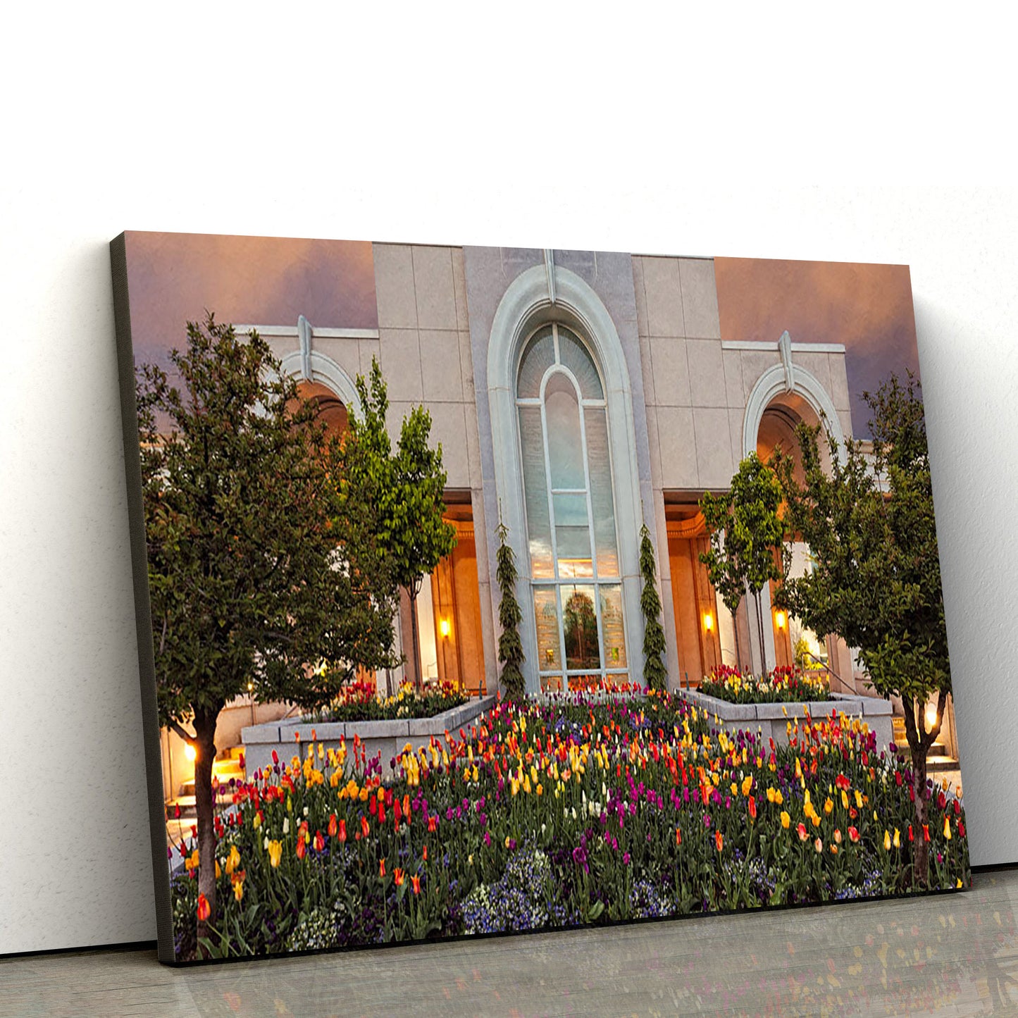Mt Timpanogos Temple Blooming Spring Canvas Wall Art - Jesus Christ Picture - Canvas Christian Wall Art