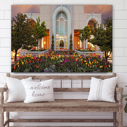 Mt Timpanogos Temple Blooming Spring Canvas Wall Art - Jesus Christ Picture - Canvas Christian Wall Art