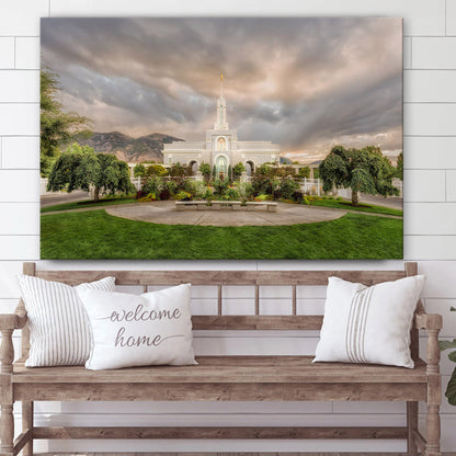 Mt Timpanogos Temple Chome Canvas Wall Art - Jesus Christ Picture - Canvas Christian Wall Art