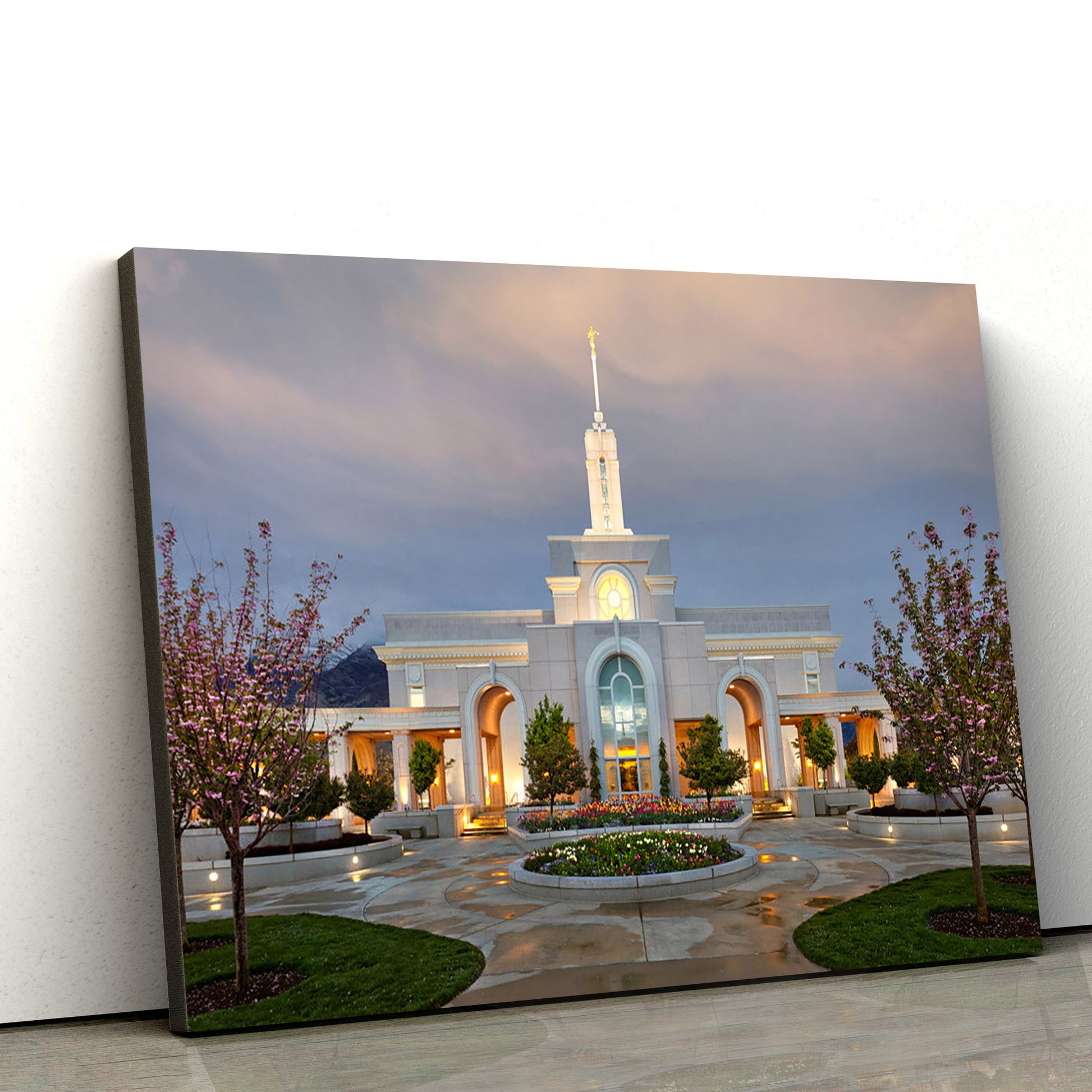 Mt Timpanogos Temple Eventide Canvas Wall Art - Jesus Christ Picture - Canvas Christian Wall Art