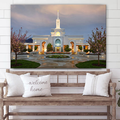 Mt Timpanogos Temple Eventide Canvas Wall Art - Jesus Christ Picture - Canvas Christian Wall Art