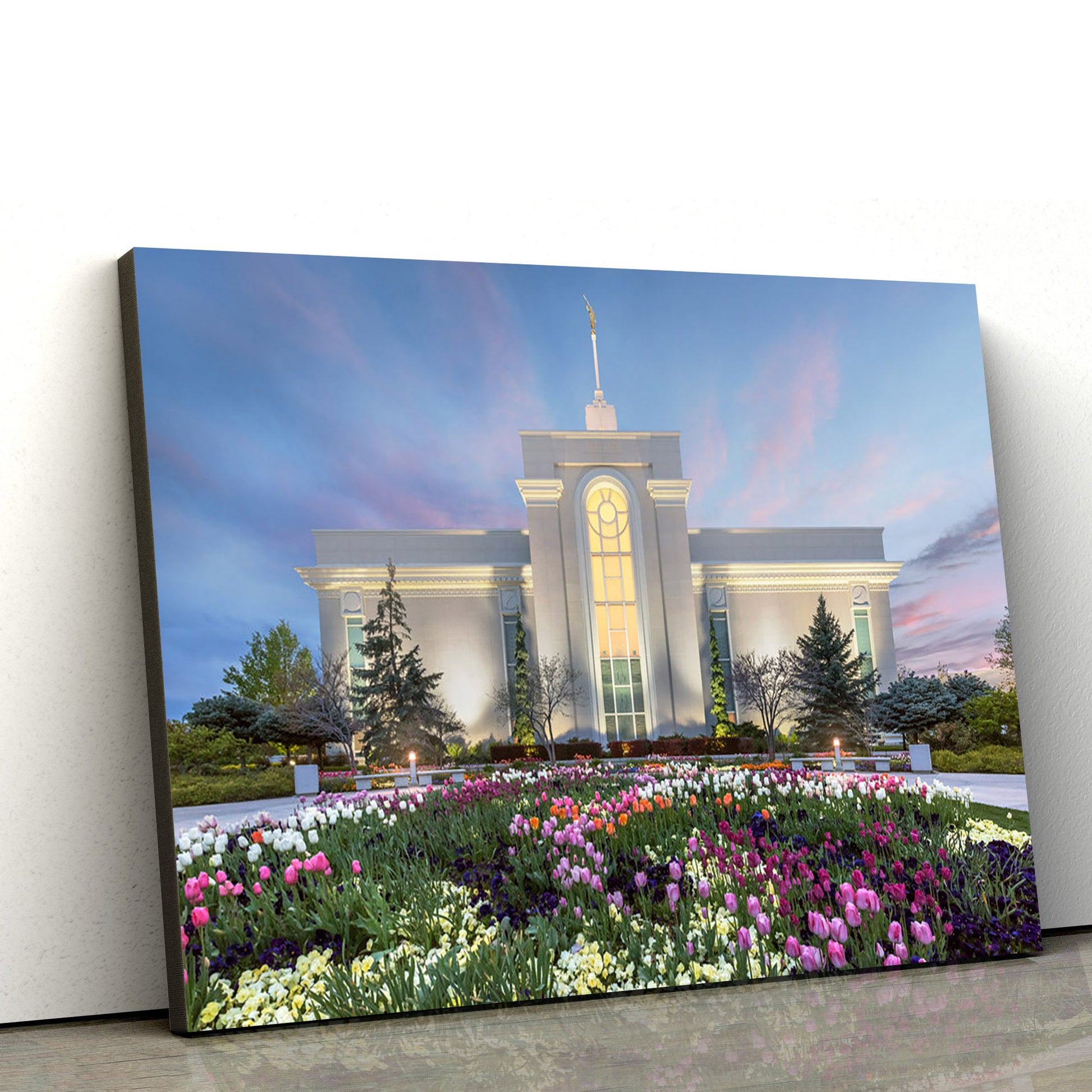 Mt Timpanogos Temple First Blossom Canvas Wall Art - Jesus Christ Picture - Canvas Christian Wall Art