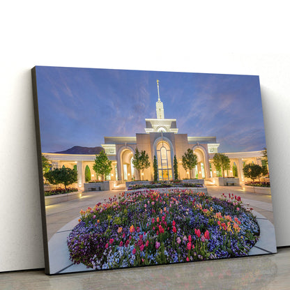 Mt Timpanogos Temple Lavender Sky Canvas Wall Art - Jesus Christ Picture - Canvas Christian Wall Art