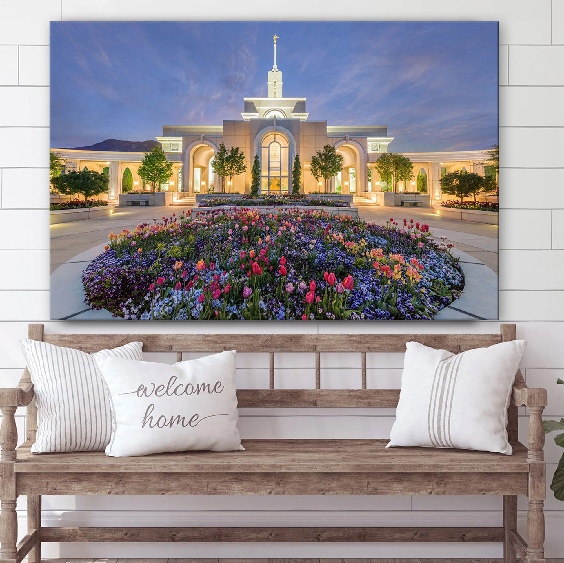 Mt Timpanogos Temple Lavender Sky Canvas Wall Art - Jesus Christ Picture - Canvas Christian Wall Art