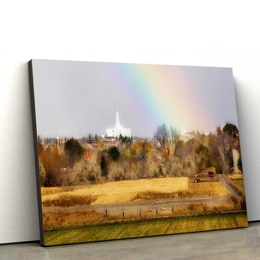 Mt Timpanogos Temple Rainbow Canvas Wall Art - Jesus Christ Picture - Canvas Christian Wall Art