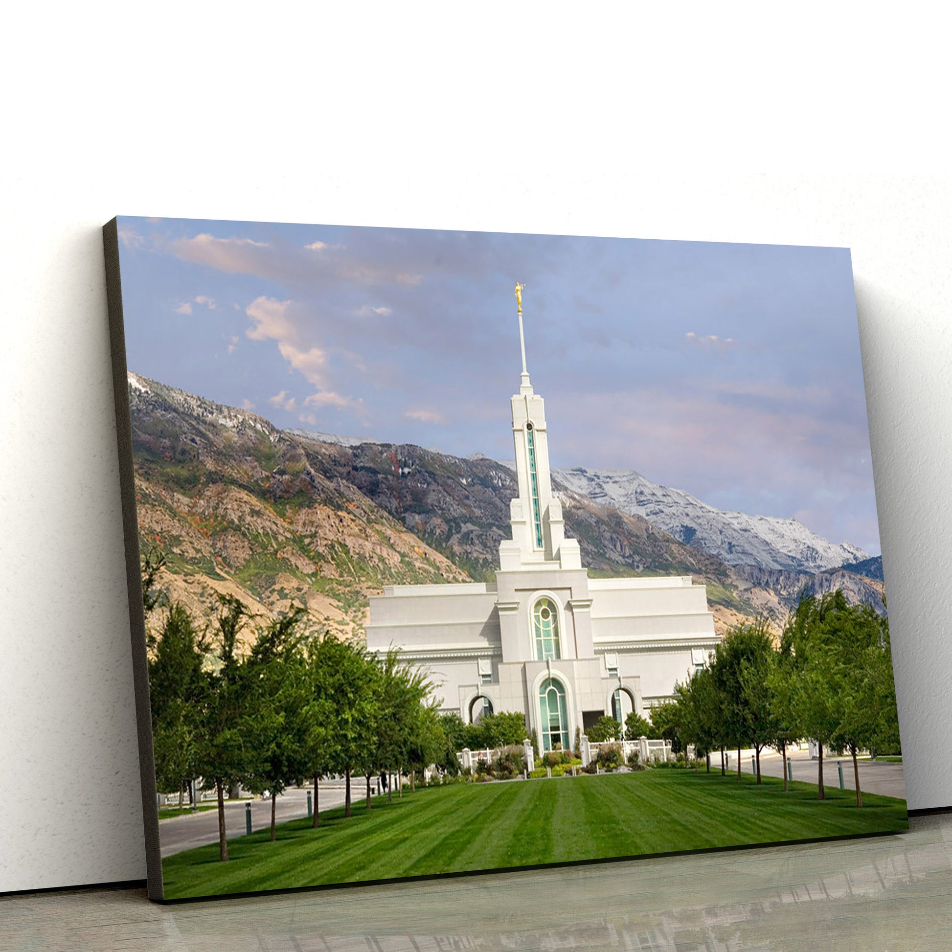 Mt Timpanogos Temple September Mountain Canvas Wall Art - Jesus Christ Picture - Canvas Christian Wall Art
