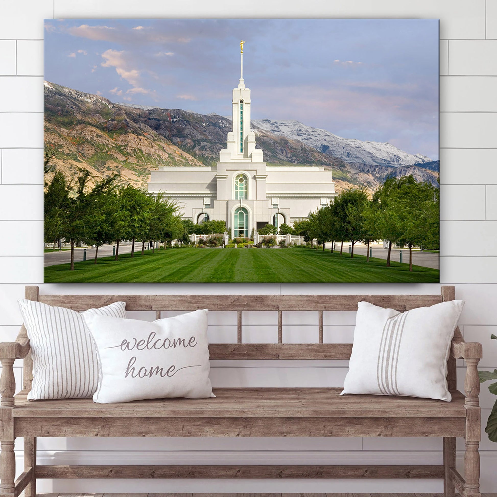 Mt Timpanogos Temple September Mountain Canvas Wall Art - Jesus Christ Picture - Canvas Christian Wall Art