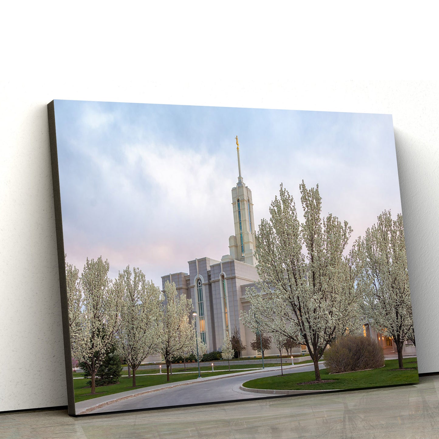 Mt Timpanogos Temple Spring Blossoms Canvas Wall Art - Jesus Christ Picture - Canvas Christian Wall Art